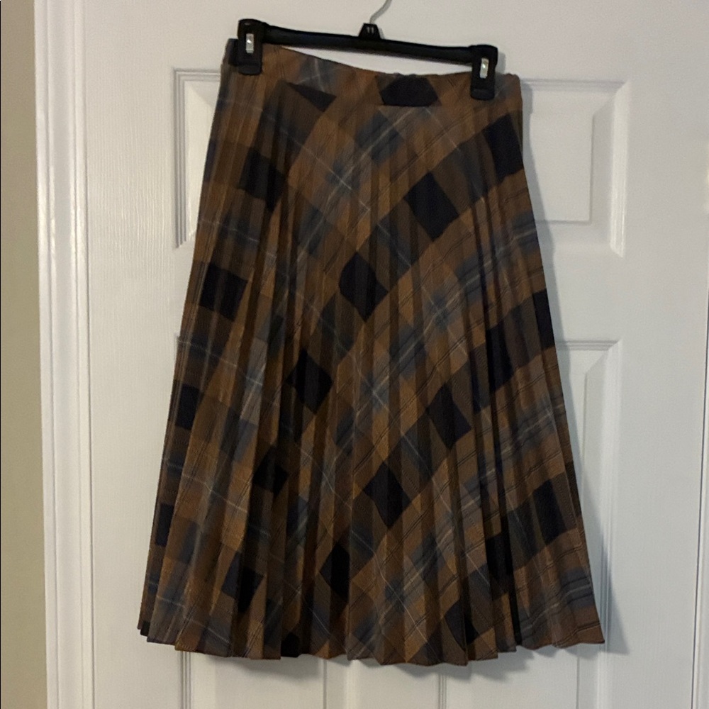 Sears Brown and Black Plaid Midi Skirt
